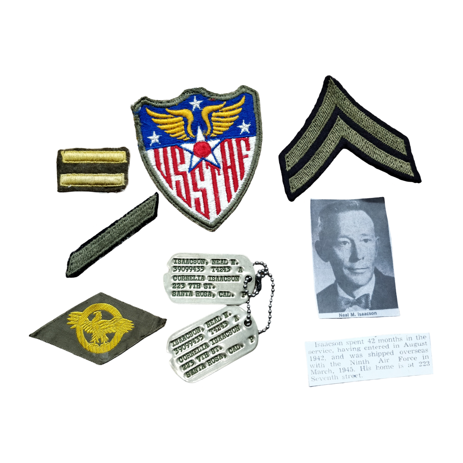 WWII USAAF Dog Tag Grouping Isaacson