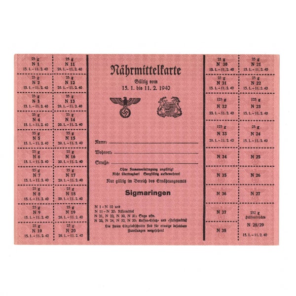 WWII German Nahrmittelkarte