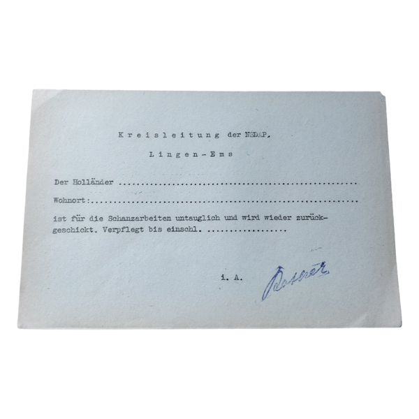 WWII Dutch Resistance Document NSDAP