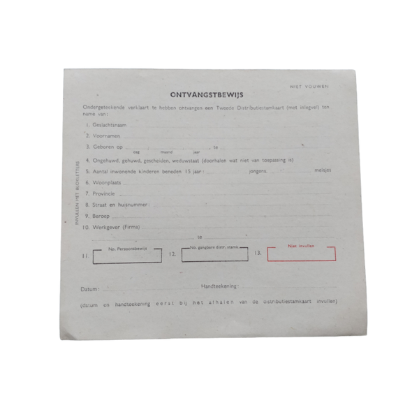 WWII Dutch Ontvangstbewijs DSK Breda