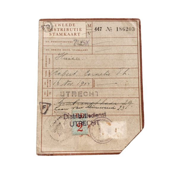 WWII Dutch Distributiestamkaart Utrecht