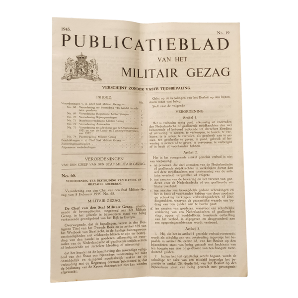WWII Dutch Publicatieblad Militair Gezag
