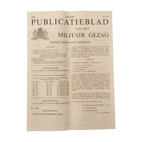 WWII Dutch Publicatieblad Militair Gezag