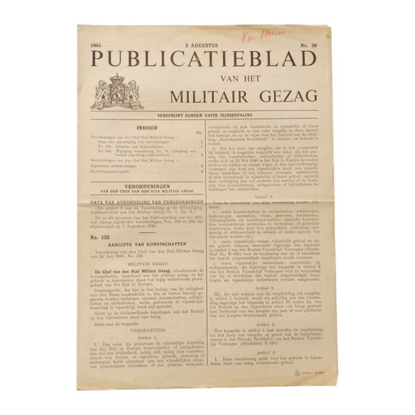 WWII Dutch Publicatieblad Militair Gezag