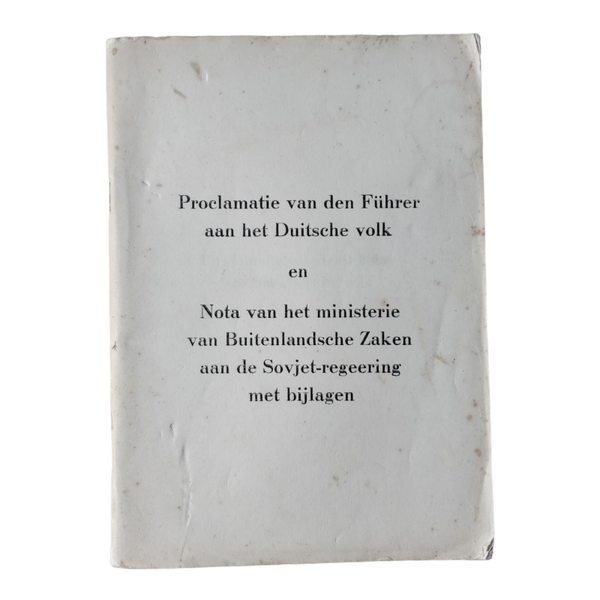 WWII Dutch Booklet Proclamatie Fuhrer Aan Het Volk
