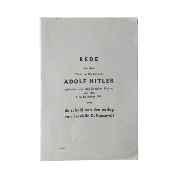 WWII Dutch Brochure Rede Van De Fuhrer