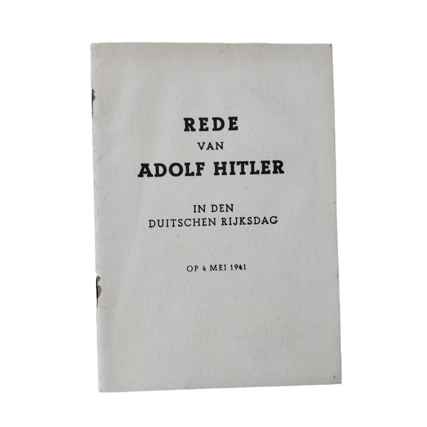WWII Dutch Brochure Speech Adolf Hitler