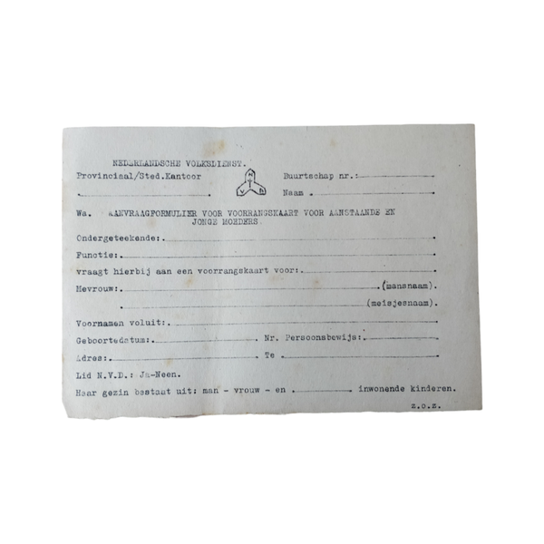 WWII Dutch Volksdienst Document
