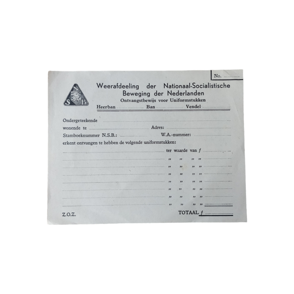 WWII Dutch NSB Document WA