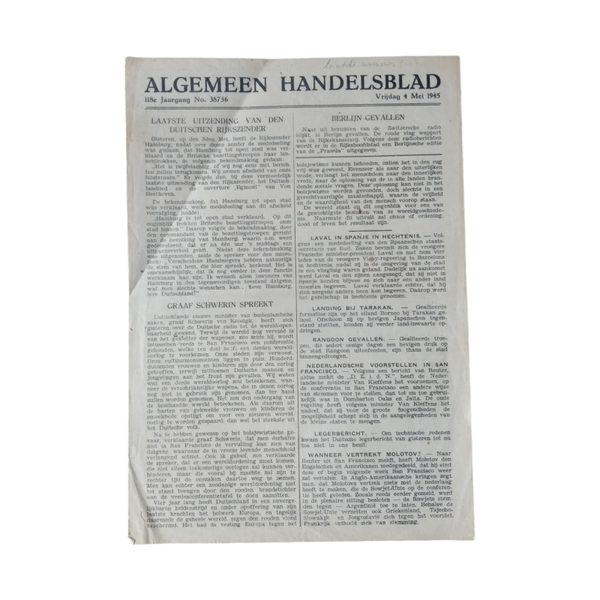 WWII Dutch Newspaper Fall Of Berlin