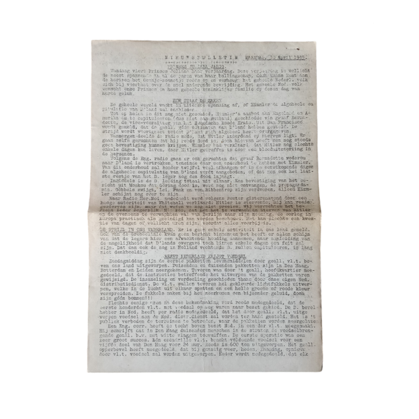 WWII Dutch Resistance Newspaper Food Supplies