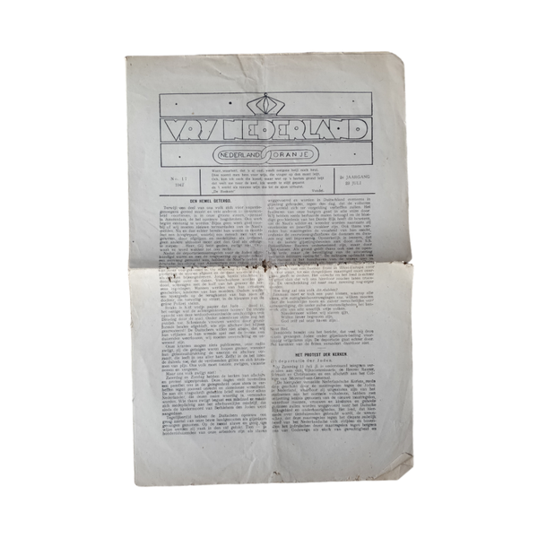 WWII Dutch Resistance Newspaper Vrij Nederland Jews