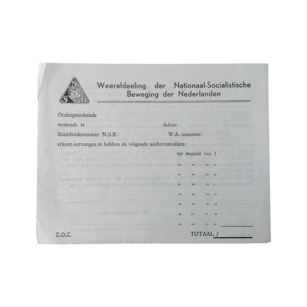 WWII Dutch NSB Document WA