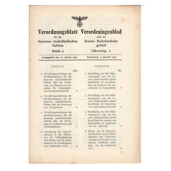 WWII Dutch Verordeningenblad