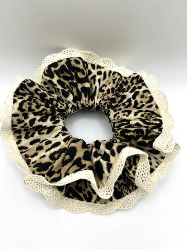 Leopard Ruffle Scrunchie