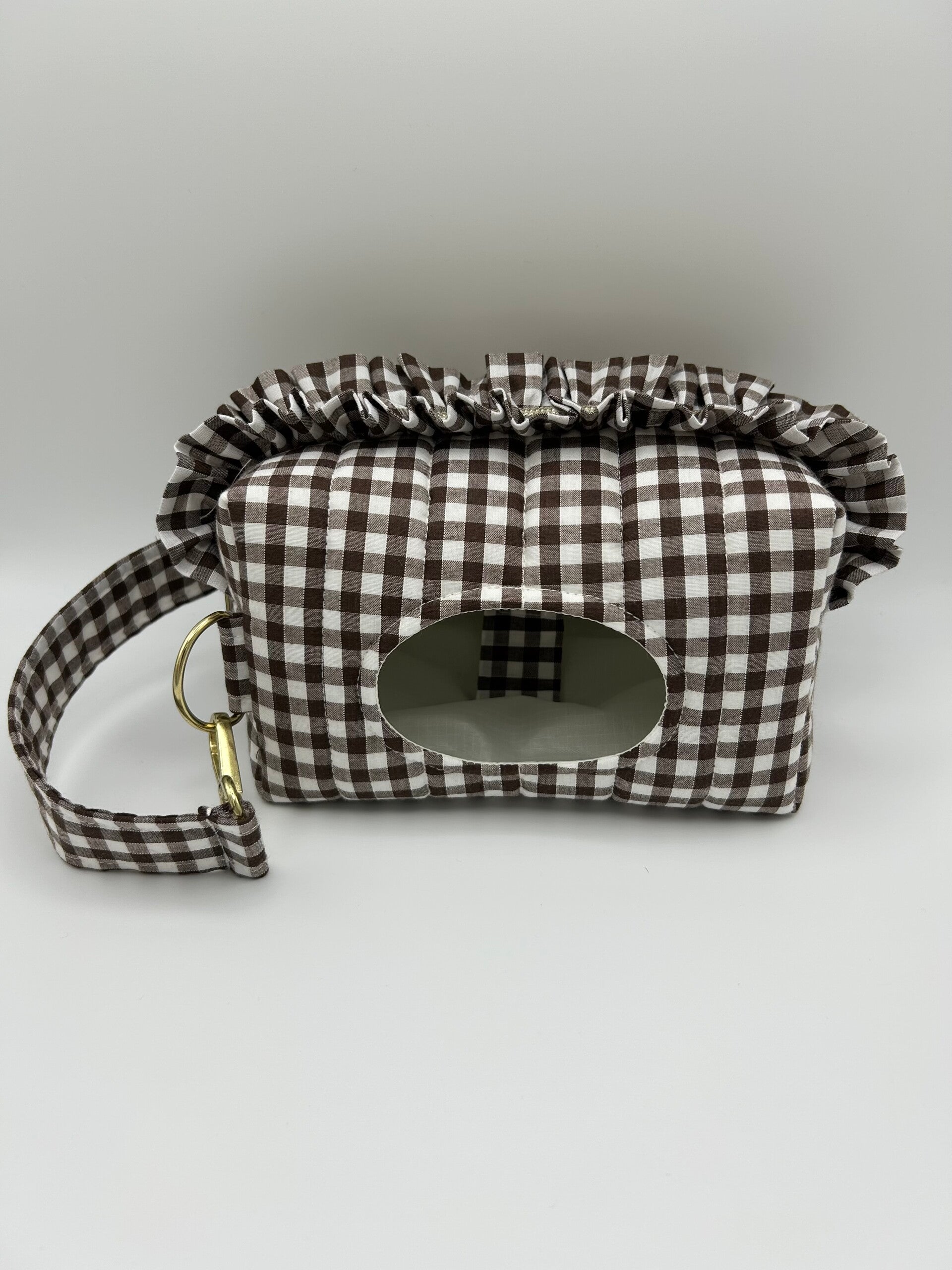 Chocolate Gingham Nappy Pouch