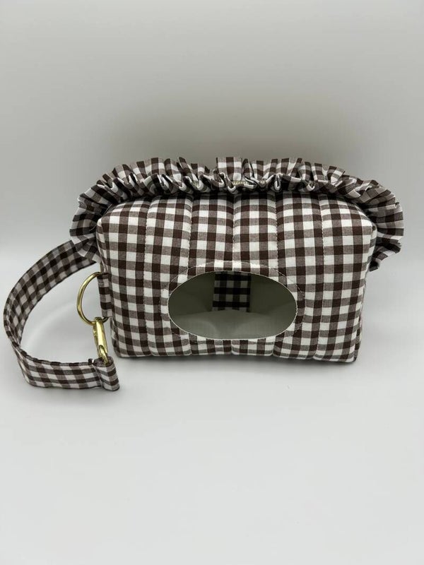 Chocolate Gingham Nappy Pouch