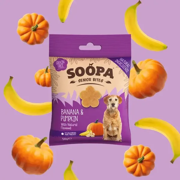Golosinas para Perros Senior de Plátano, Calabaza y Linaza