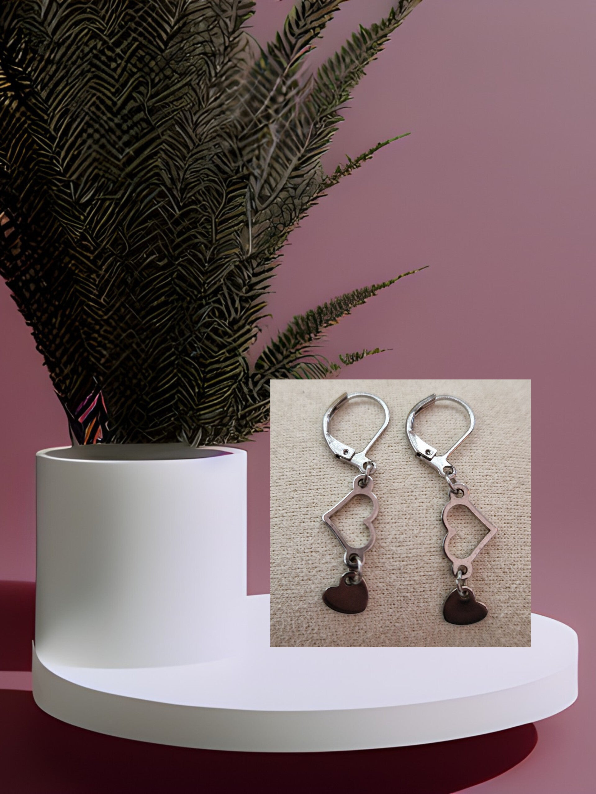 B.OREILLE DOUBLE COEUR ARGENT