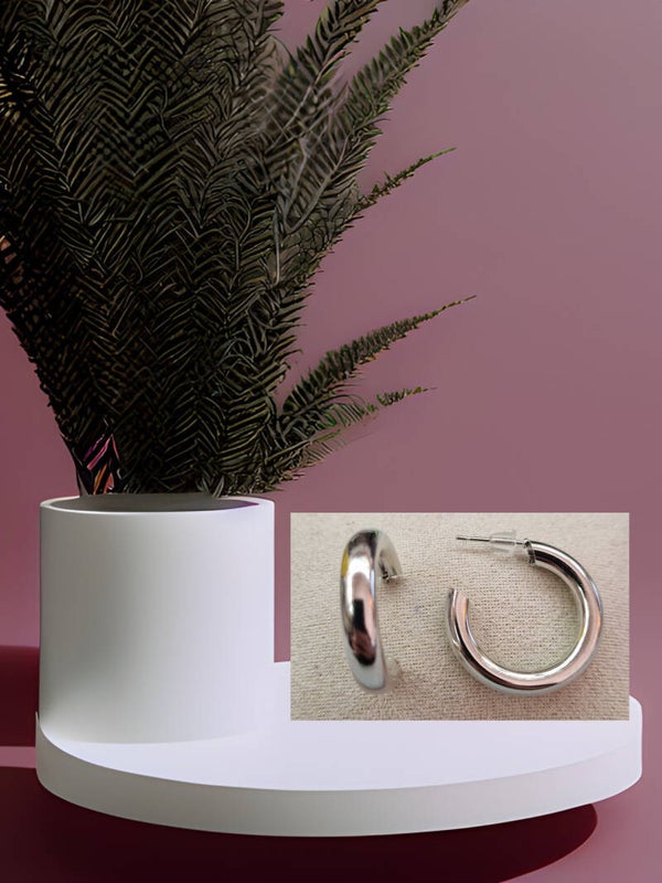 B.OREILLE DEMI ANNEAU GROS ARGENT
