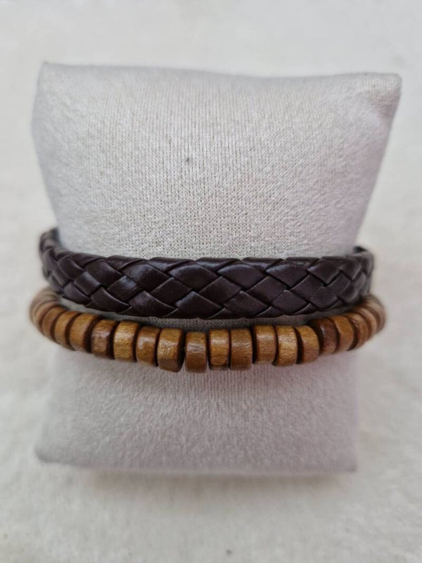 BRACELET CUIR NOIR PERLE
