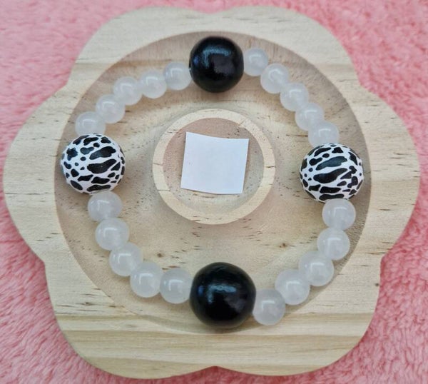 BRACELET PERLE DE VERRE ET BOIS