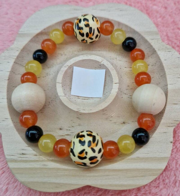BRACELET PERLE DE VERRE ET BOIS
