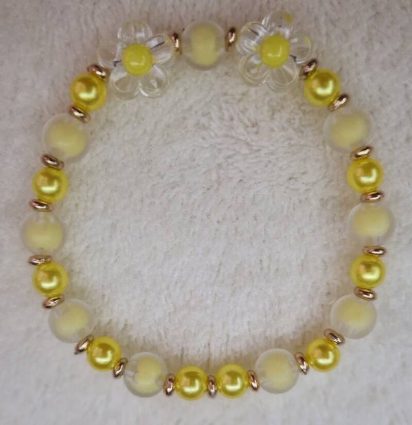 BRACELET PERLE ACRYLIQUE JAUNE