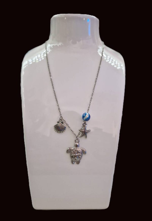 COLLIER PERLE BLEUE EN ARGENT