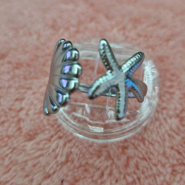 BAGUE ETOILE-COQUILLAGE EN ARGENT