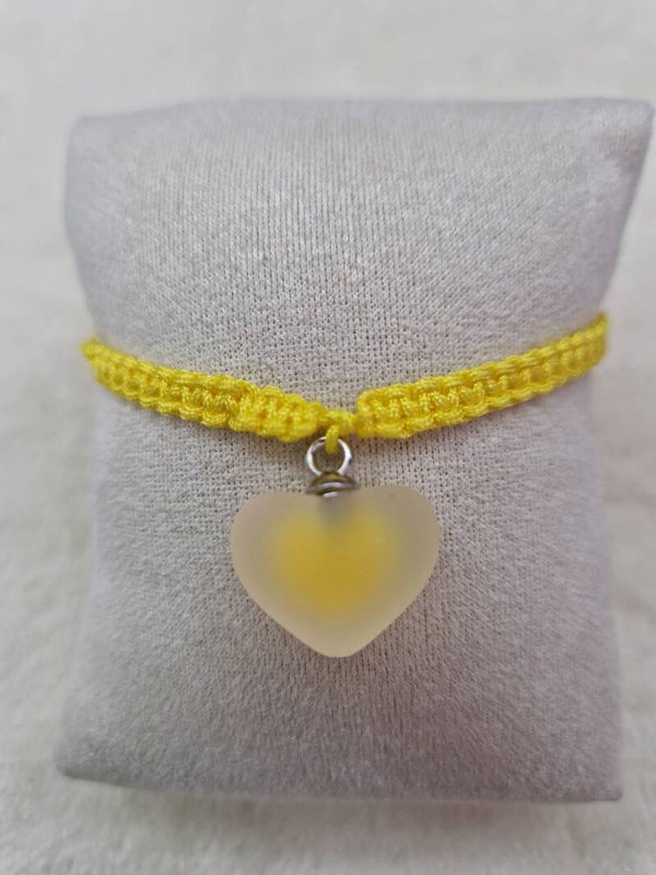 BRACELET NYLON COEUR JAUNE