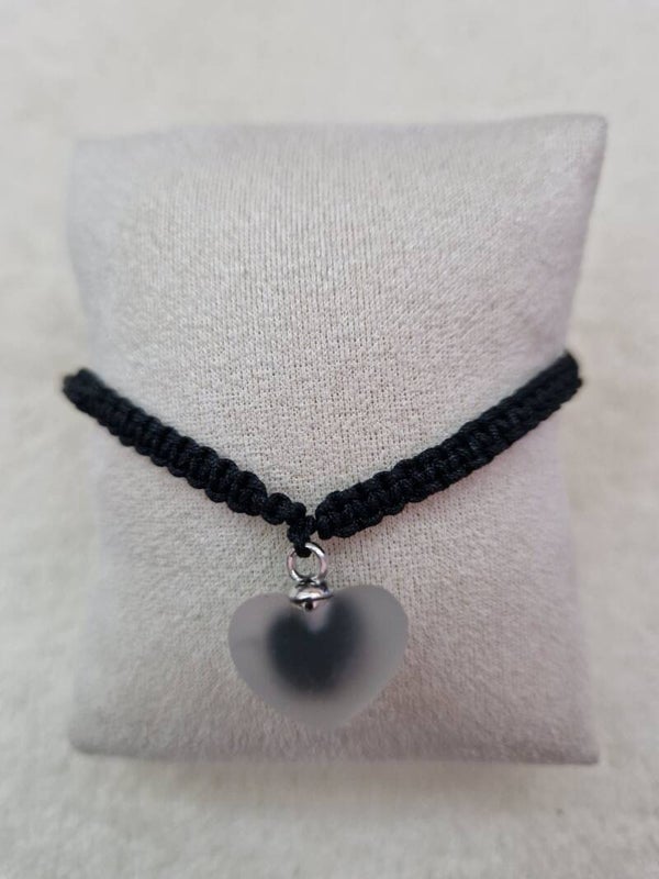 BRACELET NYLON COEUR NOIR