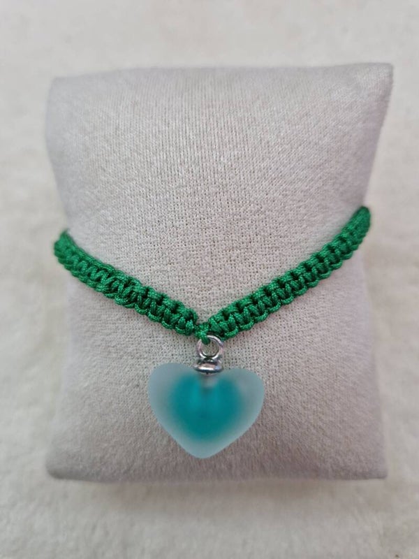 BRACELET NYLON COEUR VERT