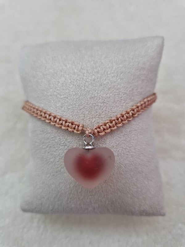 BRACELET NYLON COEUR MARRON