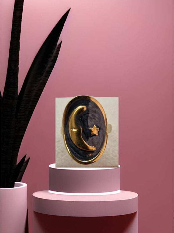BAGUE LUNE NACRE GRIS OR