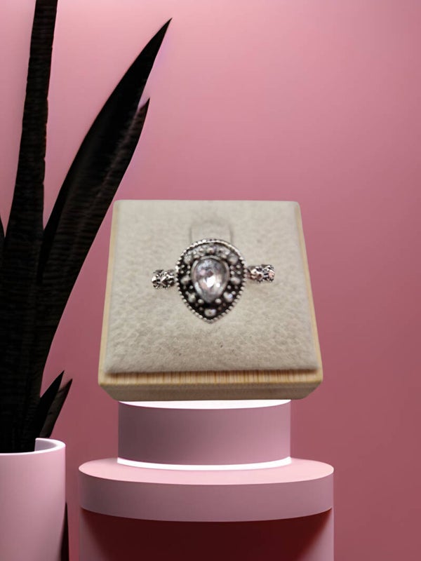 BAGUE GOUTE D'EAU ZIRCON ARGENT