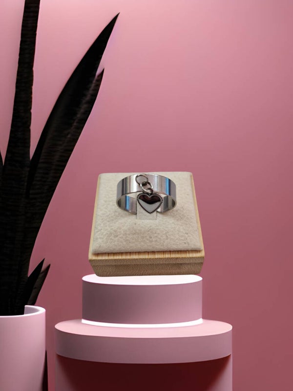 BAGUE LARG PETIT COEUR ARGENT