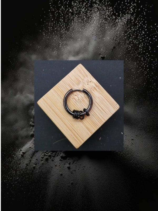 B.OREILLE ANNEAUX NOIR  ARGENT
