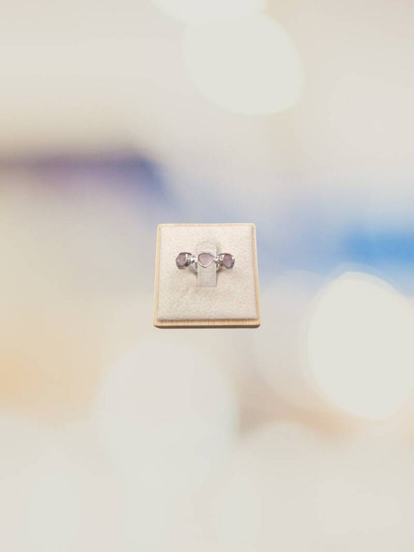 BAGUE COEUR ROSE ARGENT