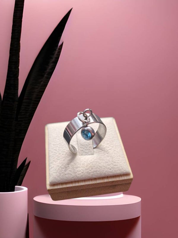 BAGUE CRISTAL ARTIFICIEL BLEU ARGENT