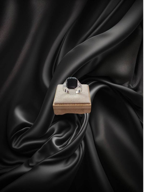 CHEVALIERE FINE NACRE NOIR ARGENT