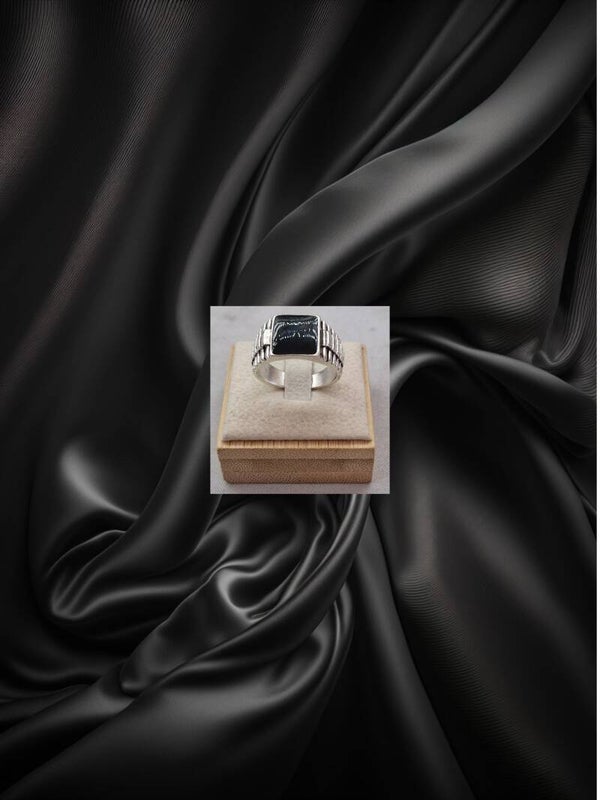 CHEVALIERE NACRE CARRE NOIR ARGENT