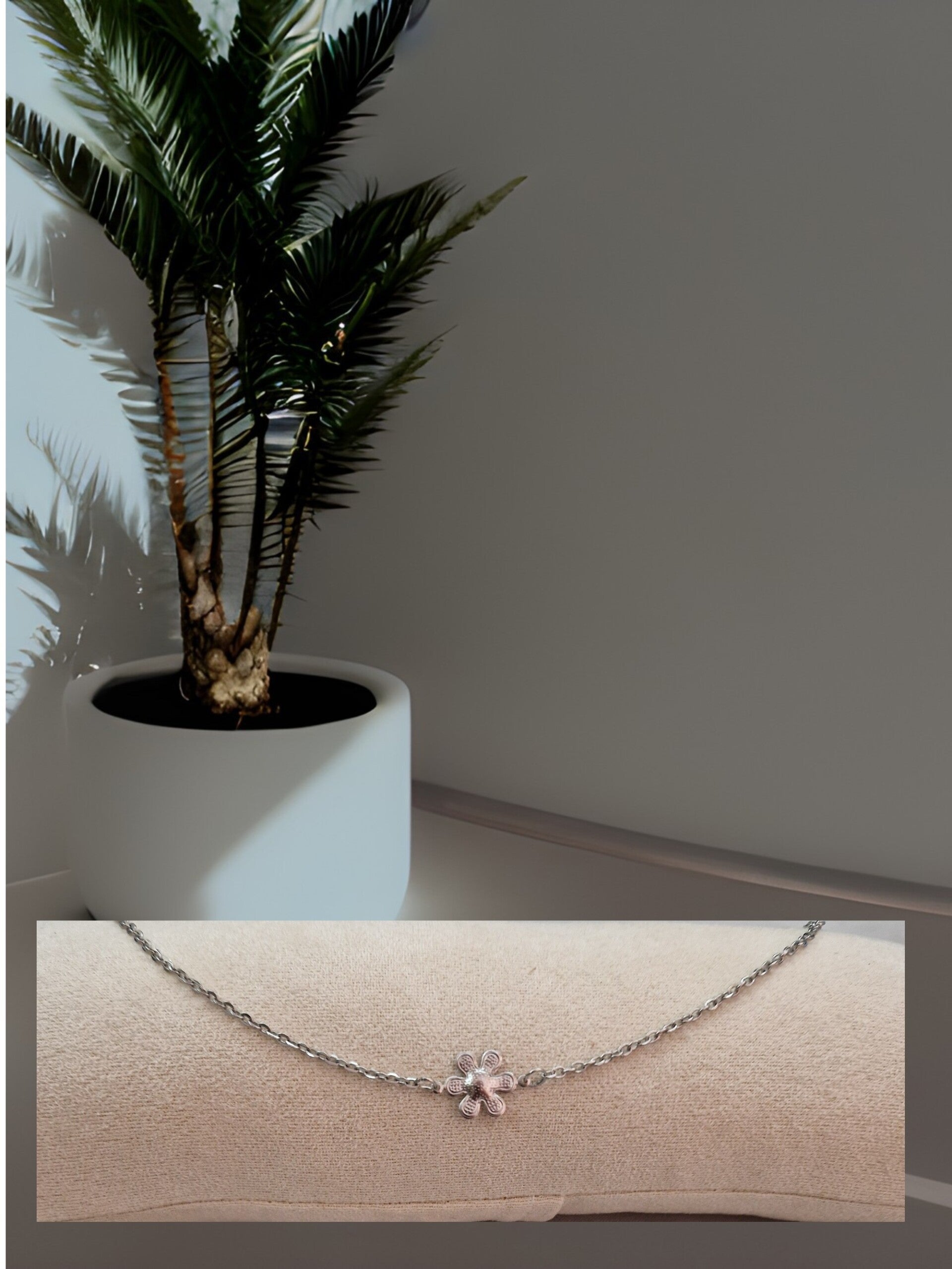 CHAINE DE CHEVILLE FLEUR HELENE ARGENT