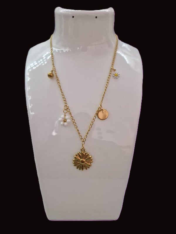COLLIER PENDENTIF FLEUR EN OR