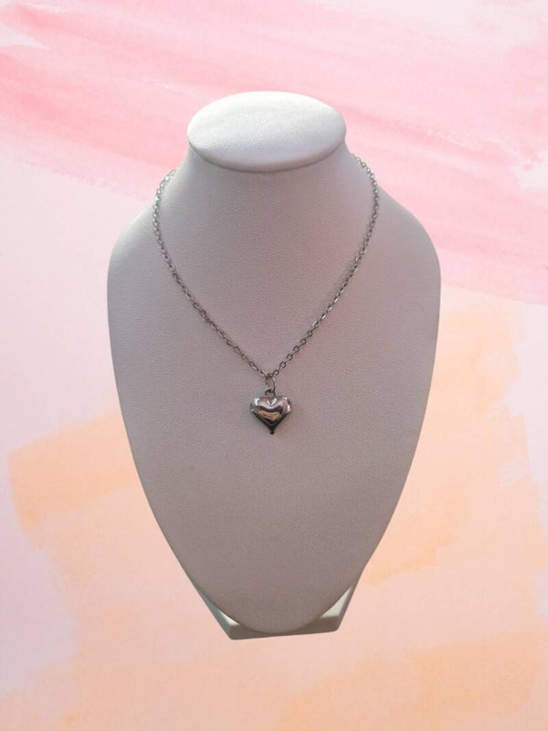 COLLIER GROS COEUR EN ARGENT