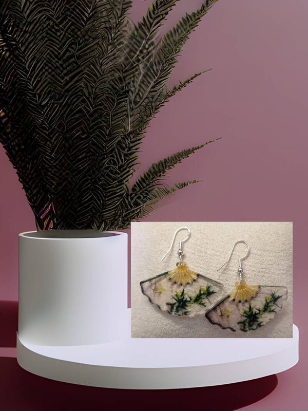 B.OREILLE EVENTAILLE RESINE NOIR VERT ARGENT