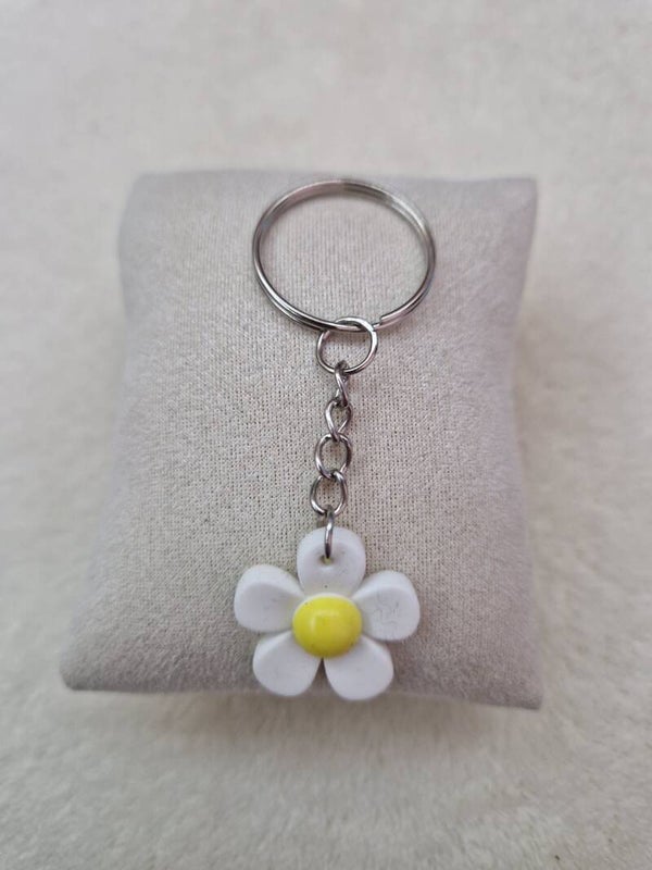 PORTE-CLE FLEUR BLANC