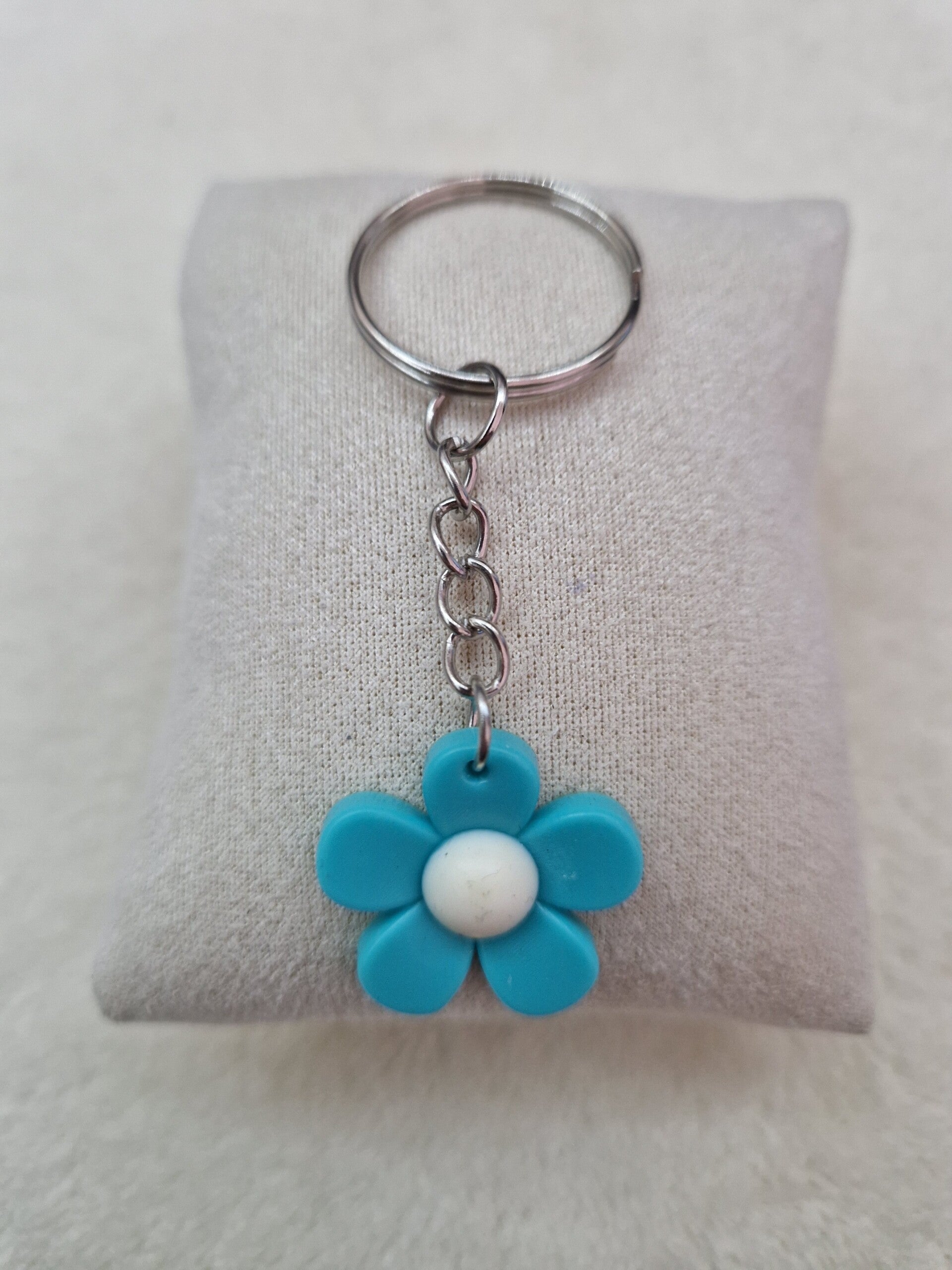 PORTE-CLE FLEUR BLEU