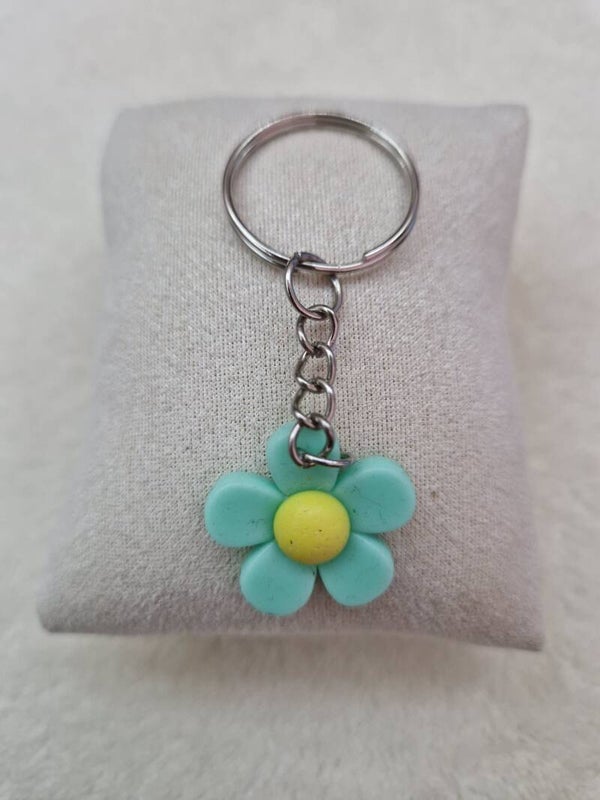 PORTE-CLE FLEUR VERT CLAIRE