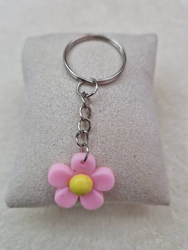 PORTE-CLE FLEUR ROSE CLAIRE